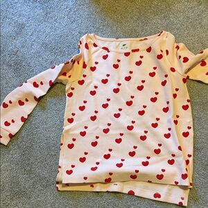 Red Heart Print Long Sleeve Top
